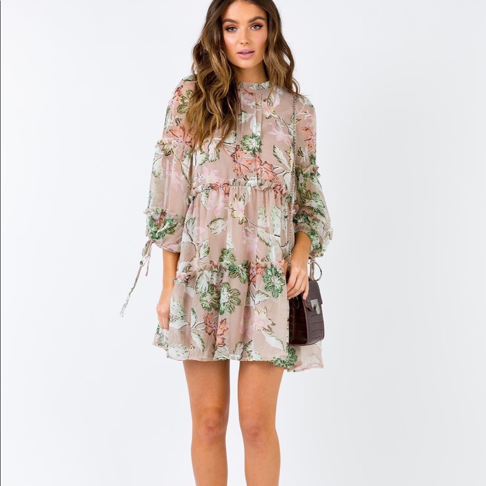 Princess Polly Bloom Mini Dress Blush size 2 NWT